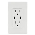 Leviton 60W USB Dual Type C/C Power Delivery Wall Charger with 15A Tamper Resistant Outlet, White