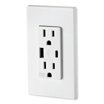Leviton Weather-Resistant Receptacle with USB Type A/Type-C, 15A