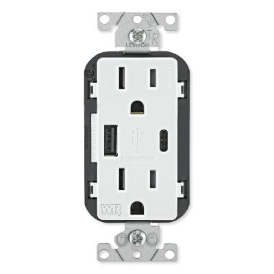 Leviton Weather-Resistant Receptacle with USB Type A/Type-C, 15A