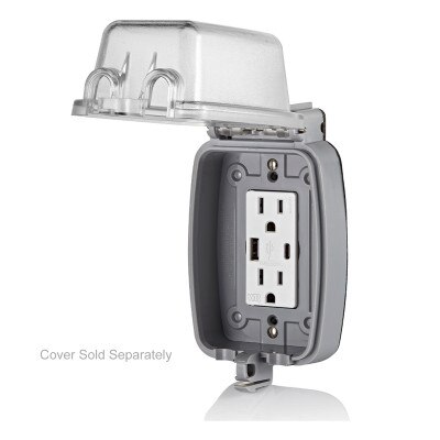 Leviton Weather-Resistant Receptacle with USB Type A/Type-C, 15A