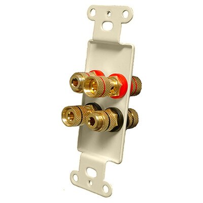 OEM Systems Pro-Wire Jack Plate (Solderless 4 Binding Posts), Almond
