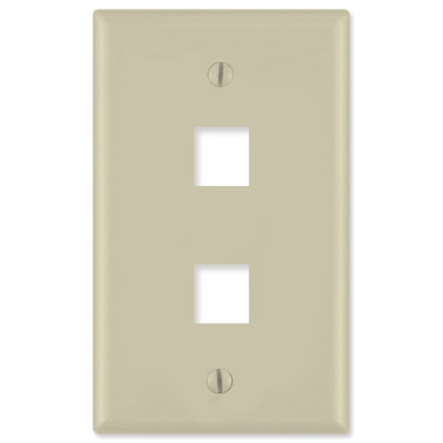 On-Q/Legrand Keystone Wallplate, Labeled, 1-Gang, 2-Port, Ivory