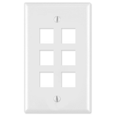 On-Q/Legrand Keystone Wallplate, 1-Gang, 6-Port