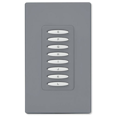 PCS PulseWorx UPB Wall Controller, Load Relay, 8A, 8 Button, Gray