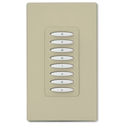 PCS PulseWorx UPB Wall Controller, Load Relay, 8A, 8 Button, Ivory