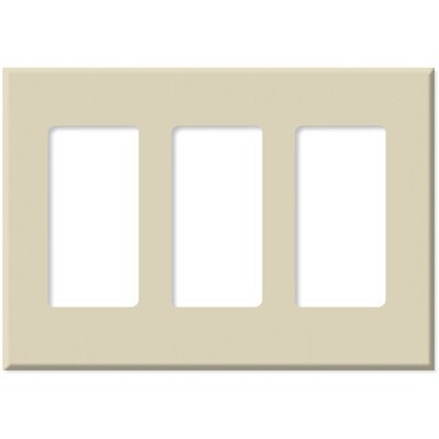PCS Screwless Decorator Wallplate, 3-Gang, Almond