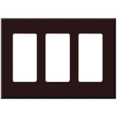 PCS Screwless Decorator Wallplate, 3-Gang, Brown