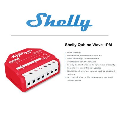 Shelly Qubino Wave 1PM Z-Wave Relay Module with Power Monitoring