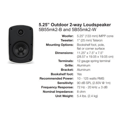 Russound Acclaim 5 Series OutBack 2-Way Speakers, 5.25" (Pair), White