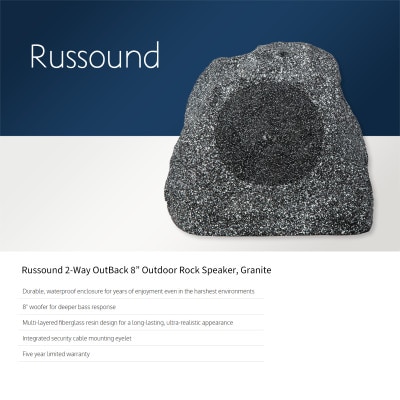 Russound 2-Way OutBack Outdoor Rock Speaker, 8", Granite