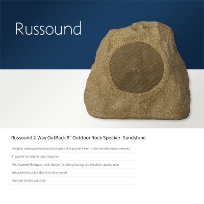 Russound 2-Way OutBack Outdoor Rock Speaker, 8", Sandstone