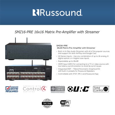 Russound 16x16 Matrix Pre-Amplifier with Built-in Streamer