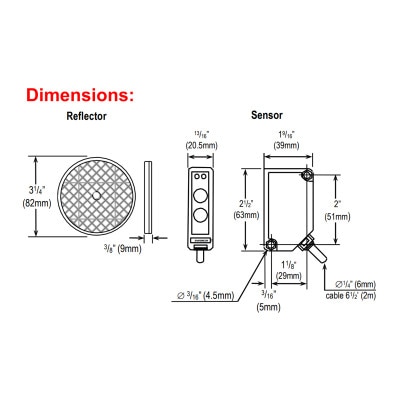 Seco-Larm Enforcer Reflective Beam Sensor with Round Reflector, 45'