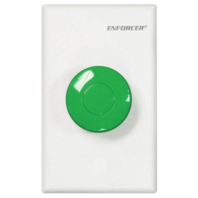 Seco-Larm Enforcer Green Mushroom Button Push-to-Exit Plate, White