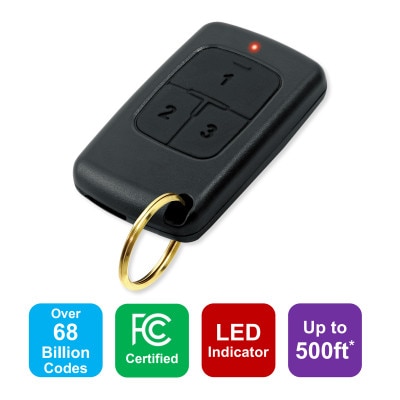Seco-Larm ENFORCER 433.92 MHz Pre-coded Pendant RF Transmitter, 3-Buttons, 7-Channels