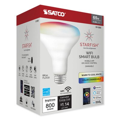 SATCO Starfish Wi-Fi 9.5W Color Changing and Tunable White BR30 Reflector Lamp