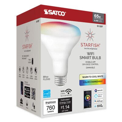 SATCO Starfish Wi-Fi 9.5W BR30 LED RGB & Tunable White T20 Reflector Lamp
