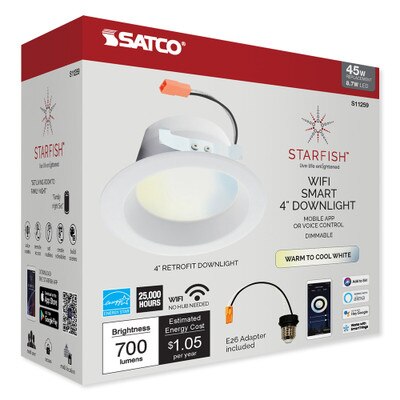 SATCO Starfish Wi-Fi 4 In. LED Tunable & Dimmable White Recessed Retrofit Downlight