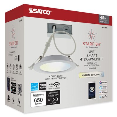 SATCO Starfish Wi-Fi 4 In. LED Tunable White Edge-Lit Remote Driver Downlight