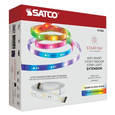 SATCO Starfish Wi-Fi 3 Ft. Indoor LED RGB & TW Tunable White Strip Tape Extension