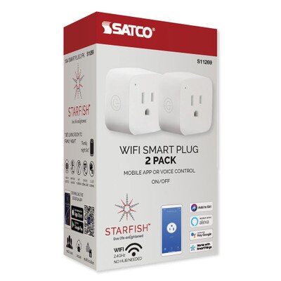 SATCO Starfish Wi-Fi 10A Mini Square On-Off Outlets