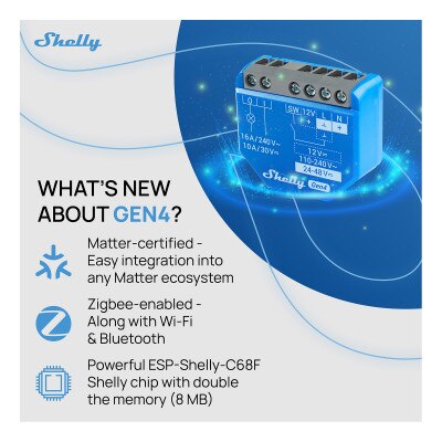 Shelly 1 Gen4 One-Channel Dry Contact Smart Switch (4 Pack)