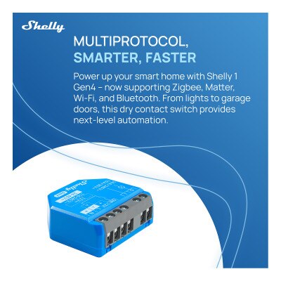 Shelly 1 Gen4 One-Channel Dry Contact Smart Switch