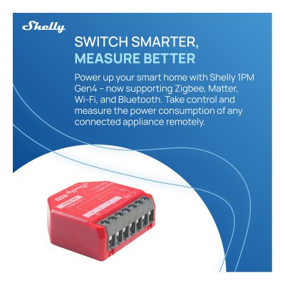 Shelly 1PM Gen4 Smart Switch with Power Monitoring