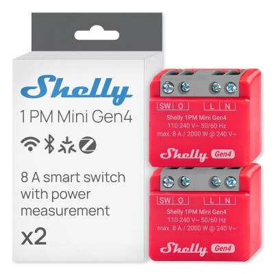 Shelly 1PM Mini Gen4 Smart Relay (2 Pack)