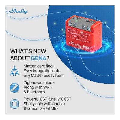 Shelly 1PM Mini Gen4 Smart Relay (2 Pack)