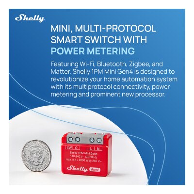 Shelly 1PM Mini Gen4 Smart Relay (2 Pack)
