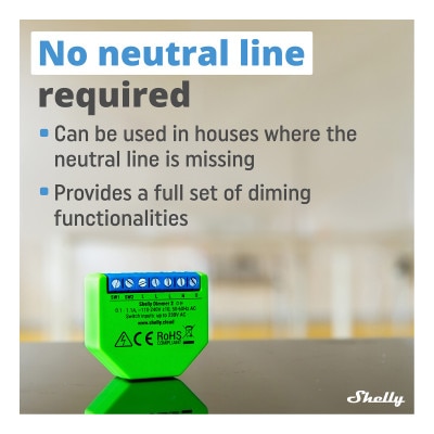 Shelly Wi-Fi Dimmer 2 Smart Relay, No Neutral