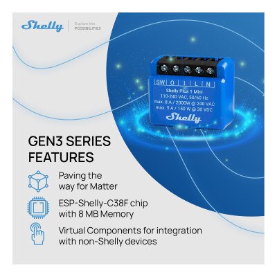 Shelly Wi-Fi 1 Mini Gen3 Smart Relay