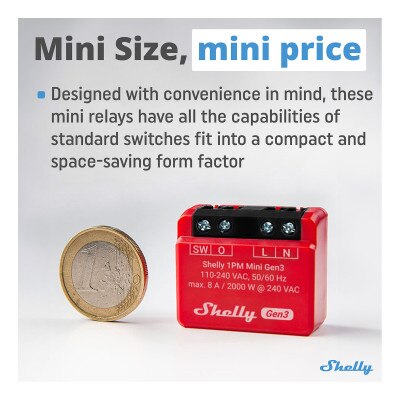 Shelly Wi-Fi 1PM Mini Gen3 Smart Relay