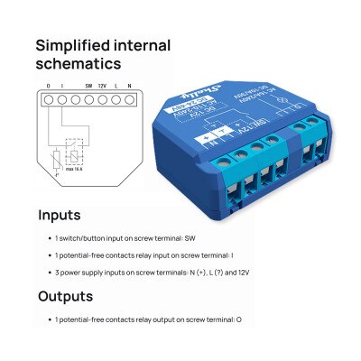 Shelly Wi-Fi Plus 1 with Dry Contacts