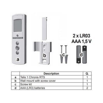 Somfy Telis 1 Chronis RTS Pure Remote, 1-Channel (Open Box)