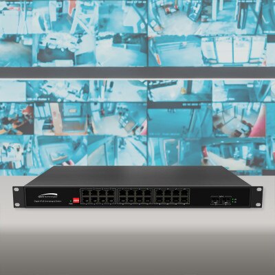 Speco 26-Port Gigabit Switch with 24-PoE Ports and 2 SFP Uplink