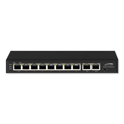 Speco 10-Port Gigabit Network Switch, 8 ports PoE, 2 ports uplink