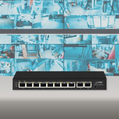 Speco 10-Port Gigabit Network Switch, 8 ports PoE, 2 ports uplink