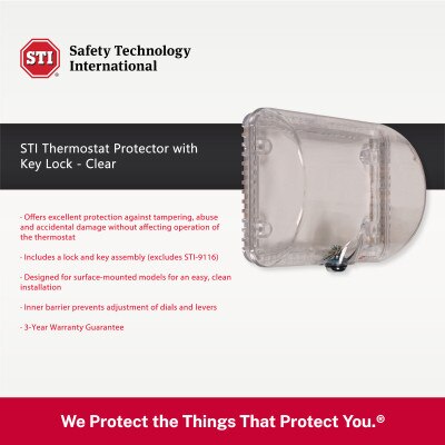 STI Thermostat Protector with Key Lock - Clear