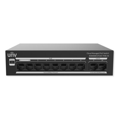 Uniview NSW3000 Series Cloud Managed Ethernet PoE Switch, 8 Port, 120W