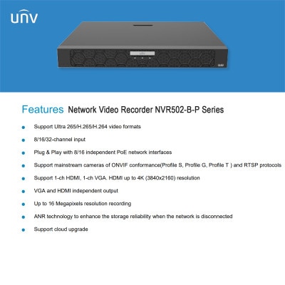 Uniview Prime Series 16-Input 4K Network Video Recorder